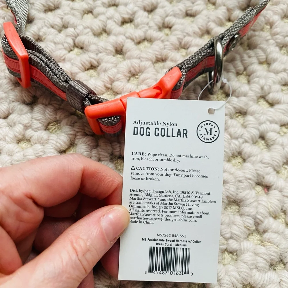 NWT Martha Stewart Adjustable Nylon Dog Collar Size 16 (neck 14-20 inches)